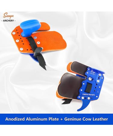 SUNYA Archery Finger Tab | Cow Leather Pad + Aluminum Plate | Adjustable Guard for Recurve Bow - Medium Blue - Buy Online on GoSupps.com