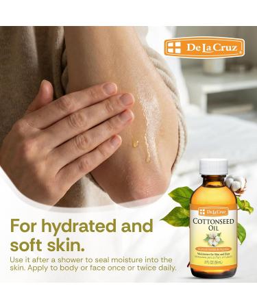 De La Cruz Cottonseed Oil - Moisturizer for Skin and Hair - Multipurpose Carrier Oil - 2 Fl OZ (1 Bottle) 2 Fl Oz (Pack of 1) - Buy Online on GoSupps.com