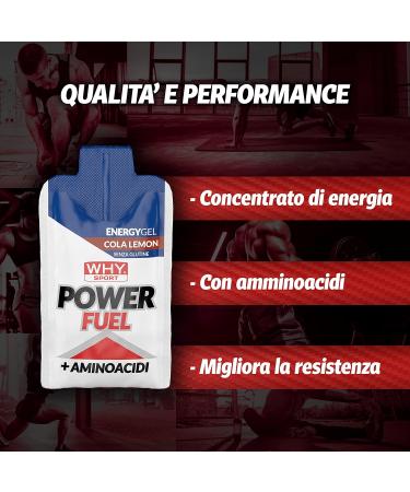 WHY SPORT Power Fuel Energy Gel on carbohydrate basis maltodextrin and amino acids lemon cola flavor box of 24 gels 50 ml ColaLemon - Buy Online on GoSupps.com