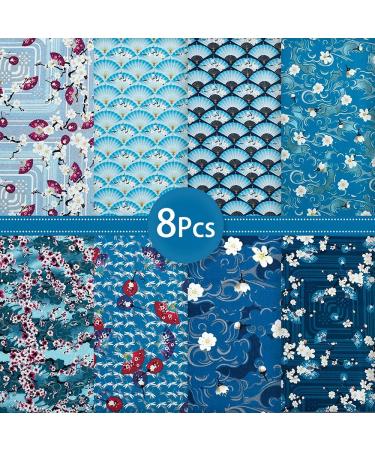 CEYOU Zyoug 8pcs 18 x 22 inches (45 x 55 cm) 100 Cotton Fabric  Precut Fat Quarter Fabric Bundles with Multi-Color and Different Pattern for Quilting Patchwork  DIY Craft(Blue Asian Pattern) A15 - Buy Online on GoSupps.com