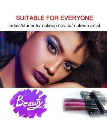 Buy 3Pcs Matte 24-Hour Liquid Lipstick Set - DNM Dark Red Purple Long Lasting Waterproof Lip Stain Gift Set - Buy Online on GoSupps.com