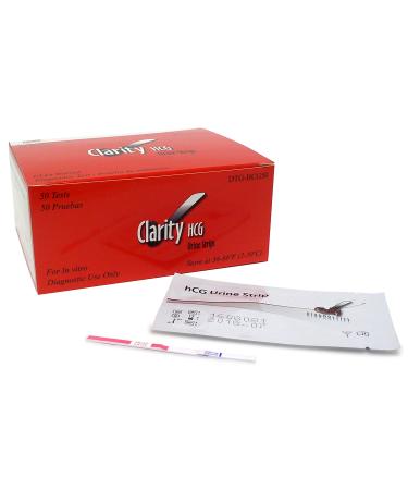 Clarity HCG Urine Strips Pregnancy Test (50 Individually Sealed)