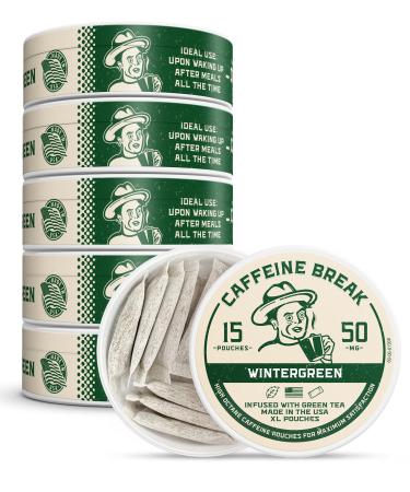 ALP Supply Co - Caffeine Break Wintergreen Caffeine Pouches - Smooth Wintergreen Flavor - Clean Bold Energy Anytime - Made in USA - 50mg per pouch - 15 Pouches