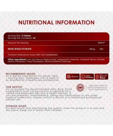 Ambrosial Iron Bisglycinate 28Mg Tablets Pack of 1-120 Tablets 120 Count (Pack of 1) - Buy Online on GoSupps.com