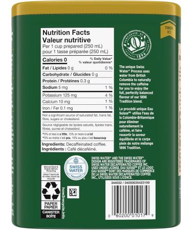 Nabob Medium Roast Swiss Water Decaf 1896 Tradition Ground Coffee 340g Canister - Buy Online on GoSupps.com