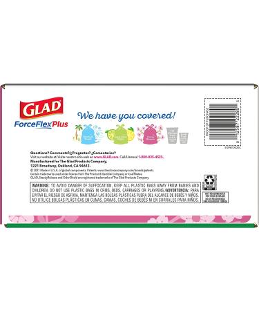 GLAD ForceFlex Plus Drawstring 13 Gallon Cherry Blossom Odor Shield Pink Trash Bags - 90 Count - Buy Online on GoSupps.com
