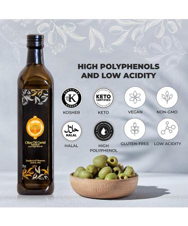 Olive Oil Cartel Premium Moroccan Extra Virgin Olive Oil - 25.4 FL Oz - High Polyphenol Gold Award Winner - Low Acidity - Unblended Single Source Family Farm EVOO - Cooking Gift - Picholine Marocaine - Buy Online on GoSupps.com