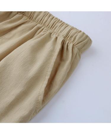 CEWIFO Men's Fleece 3/4 Shorts - Comfortable Cotton Yoga & Baseball Pants Elastic Waist A2-Khaki XL - Buy Online on GoSupps.com
