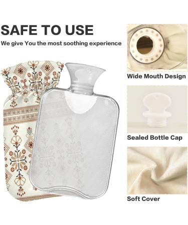 Naanle Flower Tribal Ethno Hot Water Bottle - 2L Transparent Bottle for Heat & Cold Therapy | Ideal for Pain Relief Bed Hands & Feet - Buy Online on GoSupps.com