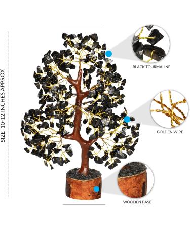 Black Tourmaline Stone Crystal Tree - Feng Shui Gem Tree for Office Desk Decor - Positive Tourmaline Quartz Crystal Gifts - Buy Online on GoSupps.com