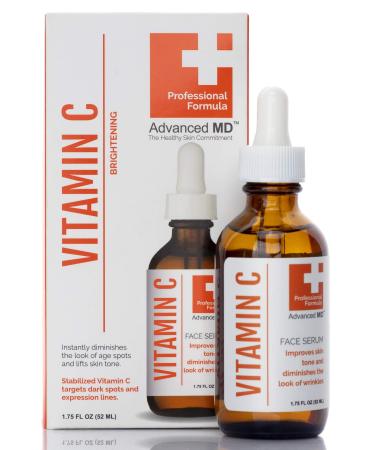 Advanced MD Vitamin C Brightening Face Serum Skin Care - Professional Formula To Diminish The Look of Age Spots & Lift Skin Tone - Concentrated Vitamin C  Ferulic Acid  Antioxidants Vitamin C Serum