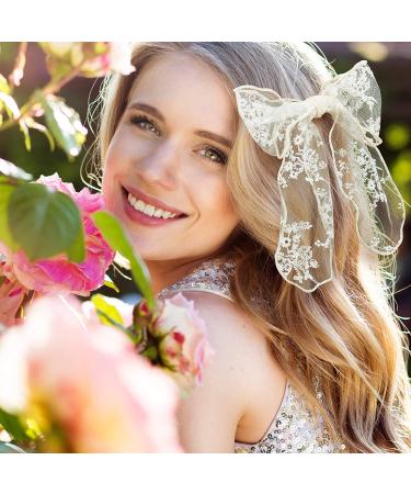 PAGOW 3PCS Lace Bow Hair Clips Set - Korean-Style Flower Barrettes for Women and Girls (White, Black, Beige) - Buy Online on GoSupps.com