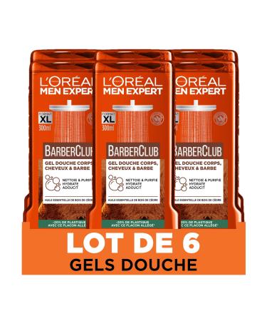 L'Or al LOr al Men Expert Barber Club Shower Gel for Body Hair & Beard Men 3in1 300 ml 6 Pieces