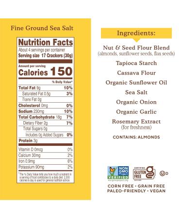 Simple Mills Almond Flour Crackers Fine Ground Sea Salt Snack Packs - Gluten Free Vegan Healthy Snacks 4.9oz (Pack of 6) - Buy Online on GoSupps.com
