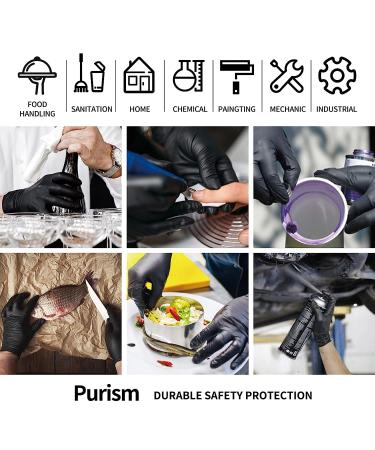 Purism Black Nitrile Gloves 4mil XL 100 Pcs - Powder-Free, Latex-Free, Black (Pack of 100) - Buy Online on GoSupps.com