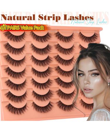 Natural False Lashes Cat Eye Eyelashes Clear Band 14 Pairs Fluffy Fake Lashes Natural Look Wispy Eyelashes Extensions Volume Cat Eye Lashes Strips 8-14MM by Zegaine Fairy - Buy Online on GoSupps.com