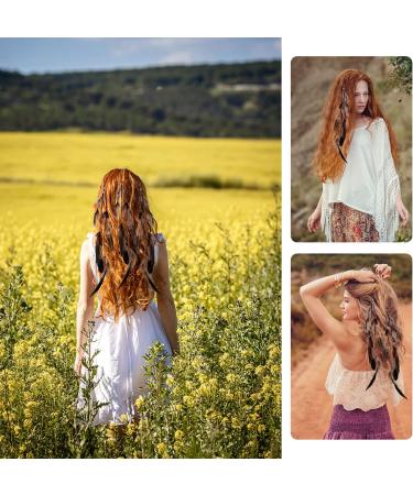 MWOOT 4Pcs Boho Hippie Feather Hair Clips with Tassel Beads - Indian Hair Accessories for Women and Girls | Halloween Party Costume Decor - Buy Online on GoSupps.com