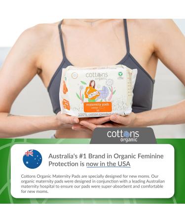 Cottons Maternity Pads with Wings - 10 Individually Wrapped, Organic, Unscented, Chlorine-Free - Heavy Absorbency | Single Pack - Buy Online on GoSupps.com
