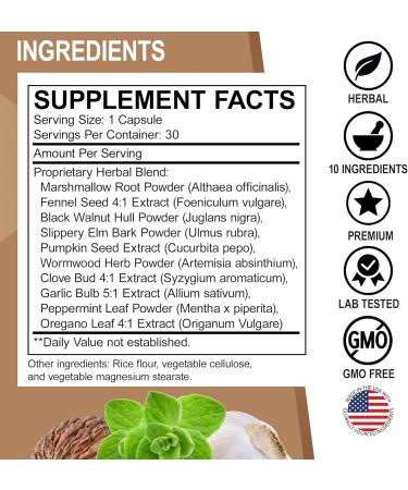 ParaGuard Cleanse Detox Pills - Intestinal Guard Formula Supplement with Black Walnut Wormwood Clove & Oregano Pills - Adults Natural Herbal Intestine Body Gut Cleanser Adults Complete Kit 30 Capsules - Buy Online on GoSupps.com