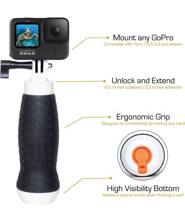 GoPro Floating Hand Grip + Waterproof Pole Mount 6.5-23 for Hero 10, 9, 8, 7, 6, 5, Session, MAX | Flow by MicroJib - Buy Online on GoSupps.com
