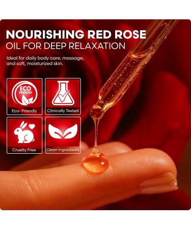 Brookstone Red Rose Multi-Use Essential Oil for Hair Face & Body - Deep Floral Rose Aroma Enriched with Rosehip Castor & Olive Oils (4 fl oz / 118 mL) - Buy Online on GoSupps.com