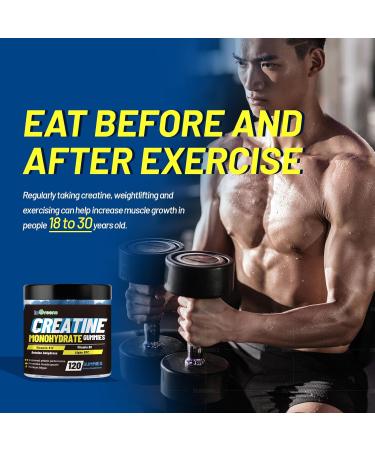 Buy Creatine Monohydrate Gummies 6g - Potent Energy Boost Strength & Muscle Builder Gluten-Free & Sugar-Free 120 Count - Buy Online on GoSupps.com