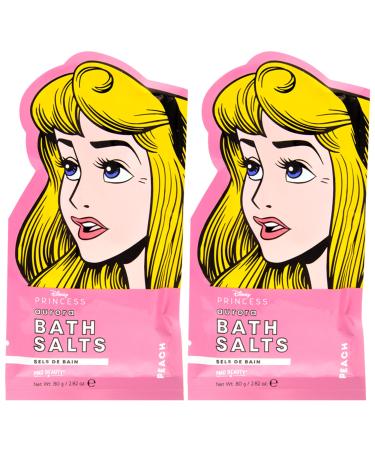 MAD Beauty 2 Count Disney Pop Princess Aurora Bath Salts | 2 Packs Each 2.82 oz in Peach | Royal Fun Spa Skincare Soak Gifts for Girls