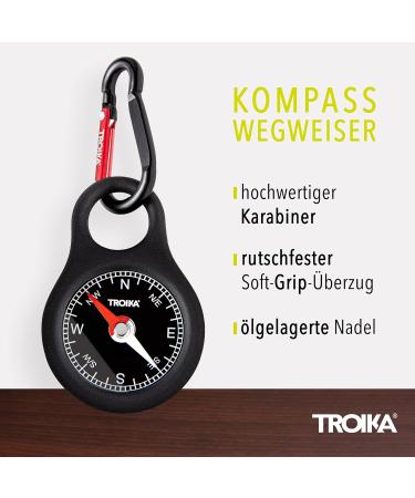 Buy Troika Compass Guide Key Holder COS10/BK - Black Carabiner with Compass | Original PVC/Acrylic/Silicone/Aluminum | International Shipping Available - Buy Online on GoSupps.com