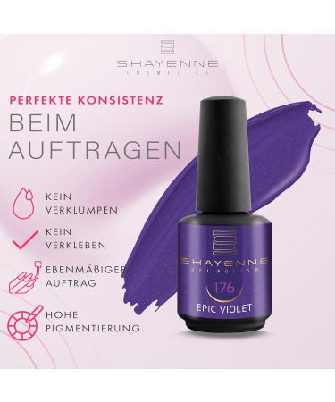 SHAYENNE Made in Germany Shellac Gel Nail Polish 15 ml for UV LED Lamp | 176 Epic Violet Purple | Gel Nail Polish for UV Nail Lamp | LED Nail Polish Gel Polish Nail Gel - Buy Online on GoSupps.com