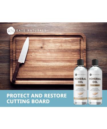 Kate Naturals Mineral Oil 2-Pack - 8oz for Cutting Boards & Kitchen Utensils - Food Grade, Food Safe Oil for Butcher Blocks, Stainless Steel & Wood - Buy Online on GoSupps.com