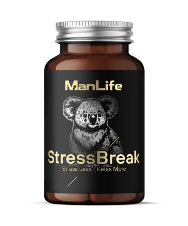 ManLife Valerian + Ashwagandha + Lemon Balm + Passion Flower + GABA + L-Tryptophan + L-Theanine | 90 Capsules | StressBreak - ManLife