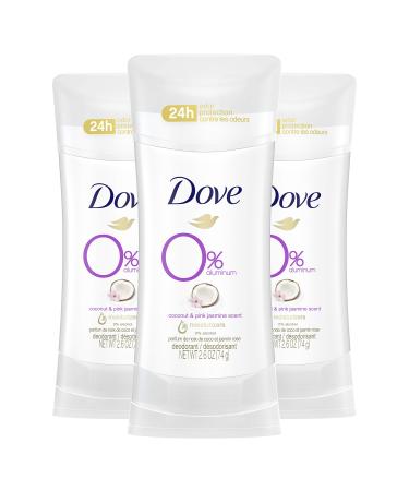 Dove Aluminum Free Deodorant 24-hour Odor Protection Coconut and Pink Jasmine Deodorant for Women, 2.6 Ounce (Pack of 3)