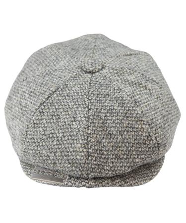 TruClothing.com 8 Panel Baker Boy Shelby Hat Wool Vintage Tweed Classic Light Grey ML Grey-Shaver