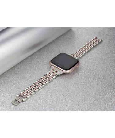 Mtozon Metal Rhinestone Bling Band for Fitbit Versa/Versa 2/Lite - Women's Silver, Rose Gold, Black - Buy Online on GoSupps.com