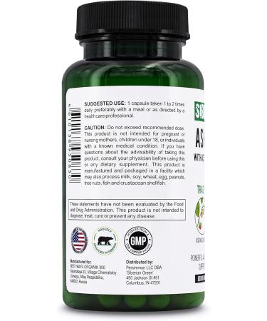 Siberian Green Organic Ashwagandha Root with Astragalus & Siberian Eleuthero Ginseng Complex 60 Capsules Powerful Herbal Support - Buy Online on GoSupps.com