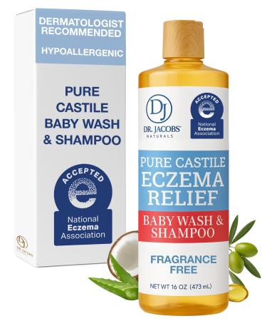 Dr. Jacobs Pure Castile Baby Wash - Effective Body Wash to Relieve Baby Eczema - Gentle Shampoo and Unscented Soap for Sensitive Skin, and Hypoallergenic - 16 oz Baby 16.00 Fl Oz (1 Bottle)