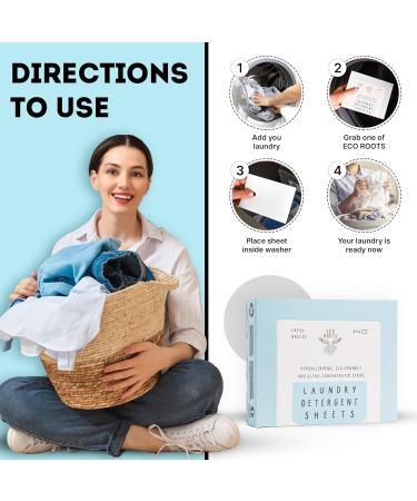 ECO ROOTS Laundry Detergent Sheets - 64 Loads | Eco-Friendly Natural Fresh Breeze Scent | Travel Size Liquidless Detergent Strips | Zero Waste & Plastic Free Sustainable Products - Buy Online on GoSupps.com