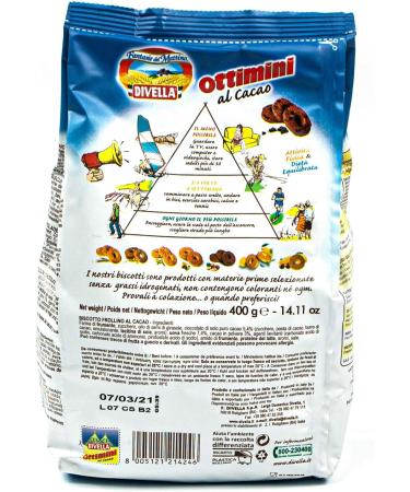  Divella Divella - Pack of 5 Ottimini Biscotti al Cacao biscuits in a 400g pack - Chip Cookies Butter Biscuits with refined traditional Italian cocoa (sweets from Italy) - Buy Online on GoSupps.com