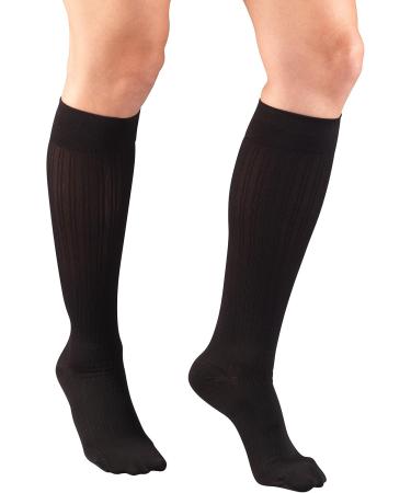 Truform Women's Fit Compression Socks - Rib Knit Pattern 15-20 mmHg Black Medium Pack of 2 - Best for Circulation & Comfort - Buy Online on GoSupps.com