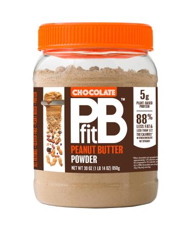 PBfit All-Natural Chocolate Peanut Butter Powder, Extra Chocolatey Powdered Peanut Spread from Real Roasted Pressed Peanuts and Cocoa, 5g of Protein (30 oz.)
