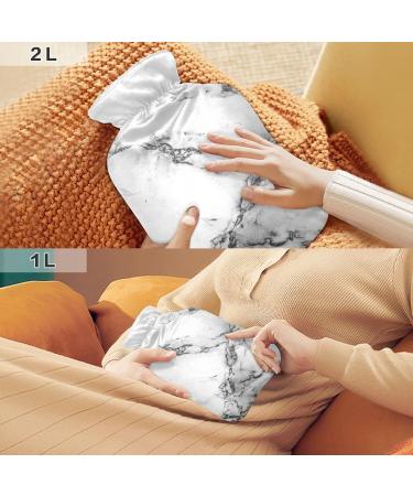 Buy 2L White Marble Hot Water Bottle with Cover | Pain Relief & Winter Hand Feet Warmer - Fast International Shipping - Buy Online on GoSupps.com