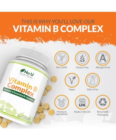 High Strength Vitamin B Complex - 180 Vegan Tablets - 6 Month Supply | Nu U Nutrition - Buy Online on GoSupps.com