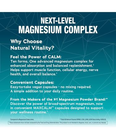 Natural Vitality MaxCalm Magnesium Complex Capsules | Advanced Formula & Enhanced Absorption | Gluten Free & Vegan Supplement | 90 Count - Buy Online on GoSupps.com