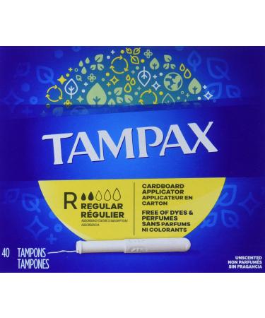 Tampax Cardboard Applicator Tampons Regular Unscented 40 Count