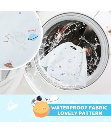 Little Dimsum Waterproof Long-Sleeved Baby Bib with Large Food Pocket - Blue Spaceship Design - Buy Online on GoSupps.com