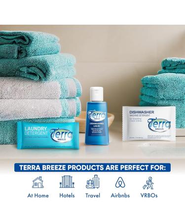 Travel Laundry Detergent & Dish Soap Bundle | Terra Breeze 90-Piece All-In-One Hotel Size Amenities for AirBnB & Rentals - Buy Online on GoSupps.com