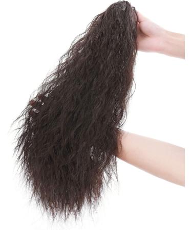Natural Ponytail Extension Clip in Hair Extensions Long Curly Corn Wave Claw on Ponytail Heat Resistant Synthetic Hairpiece for Women Dark Brown - Buy Online on GoSupps.com