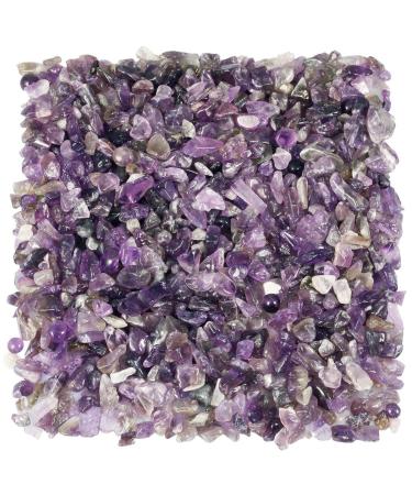 KYEYGWO Amethyst Tumbled Chips Crushed Natural Stone for Decoration Crystal Quartz Gravel Garden Decorative Stones 1 Pound(460 Gram)