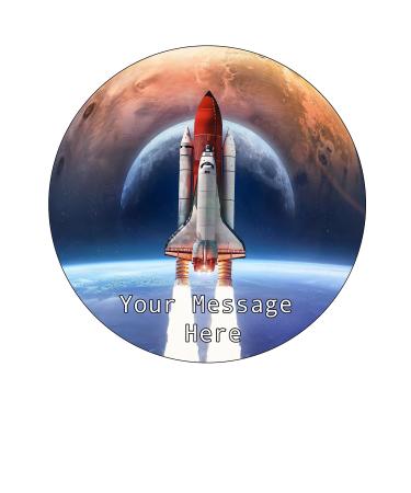 Orange Trading Dartmouth LTD A4 Edible Decor Icing Sheet PERSONALISED Space Rocket 7-8" Circle Cake Topper Decoration - Great for larger cakes