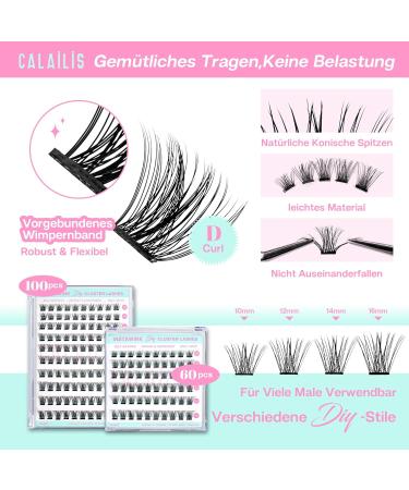 Calaili Self-Adhesive Eyelash Cluster Set 100 D Curl Reusable Lashes No Glue Required Includes Tweezers for Beginners - Buy Online on GoSupps.com